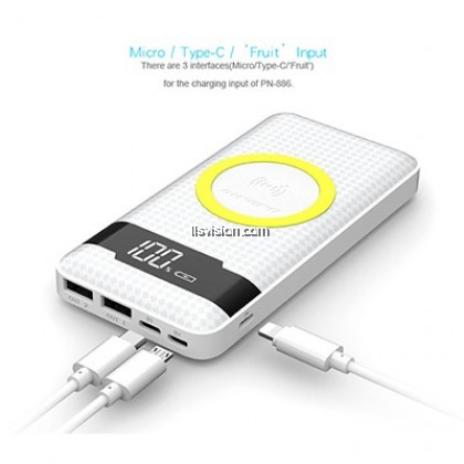 PINENG PN-886 10000mAh Qi Wireless Polymer Power Bank