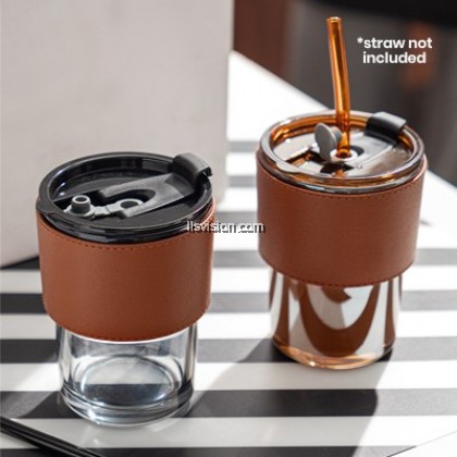 LLS MONTE Premium Color Glass Mug with PU Sleeve 450ml
