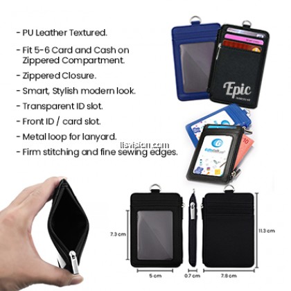 LLS PU ID Holder with Open Zippered Wallet