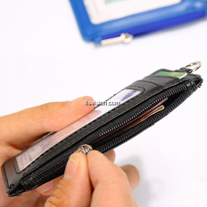 LLS PU ID Holder with Open Zippered Wallet