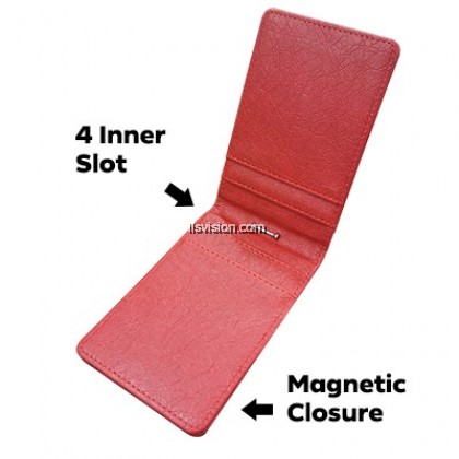 LLS Magnetic PU ID Holder Flip Open Wallet